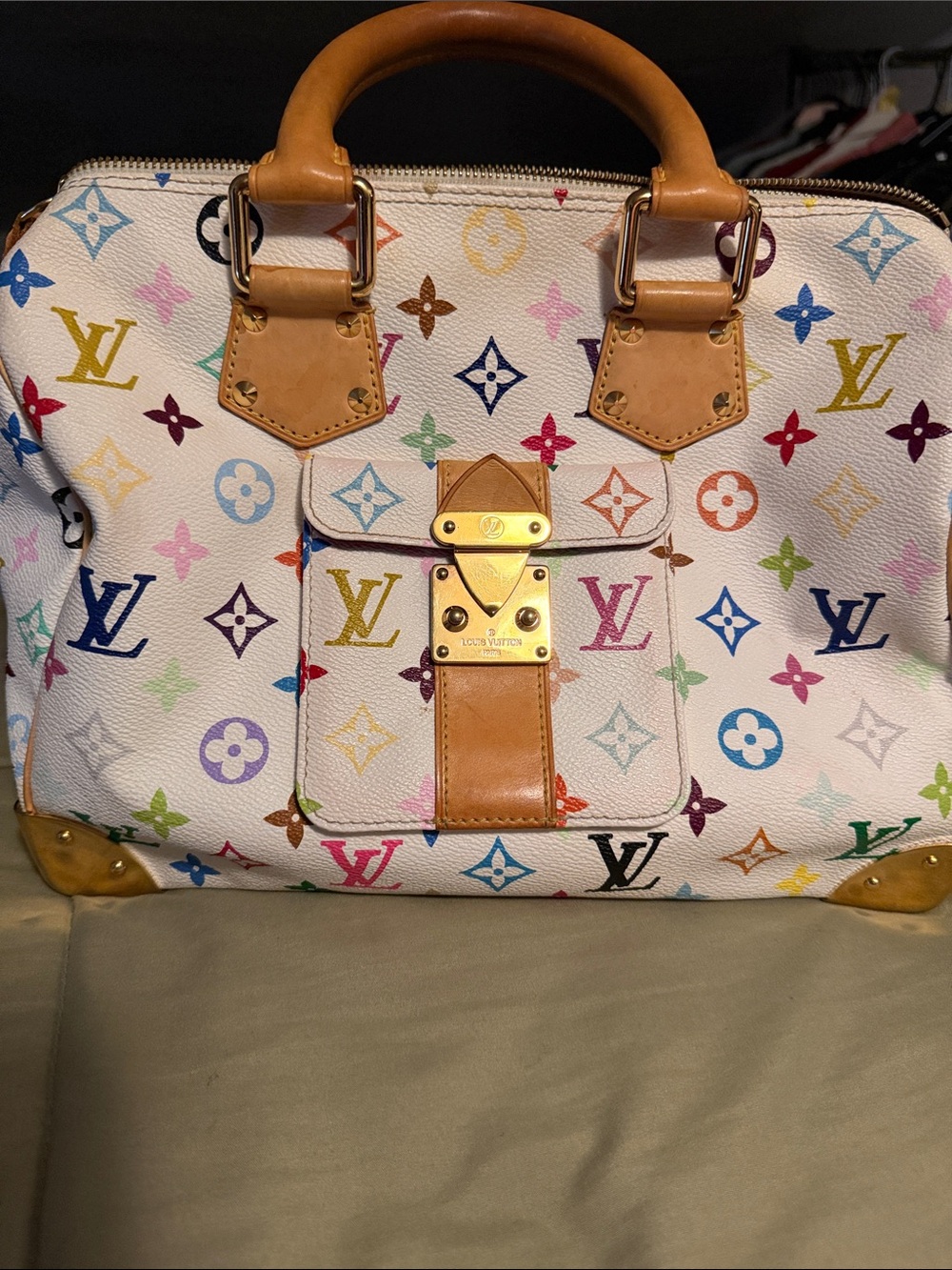 Louis Vuitton Multicolor Monogram White Canvas Top-Handle Satchel